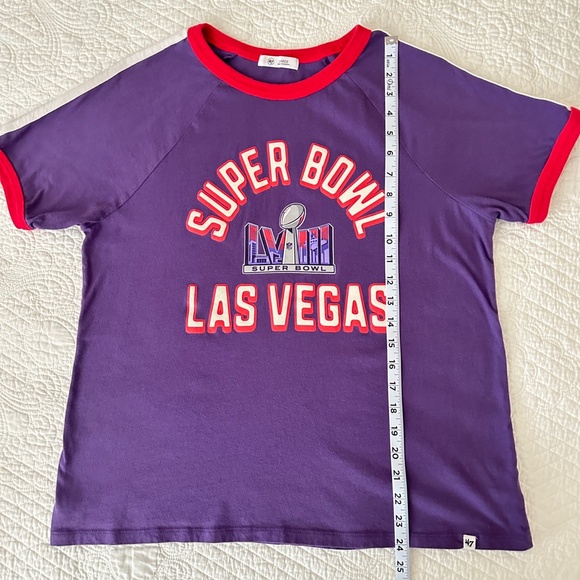 Super Bowl LVIII Las Vegas Ringer Tee T-Shirt '47 Brand 2024 Large - Picture 3 of 8